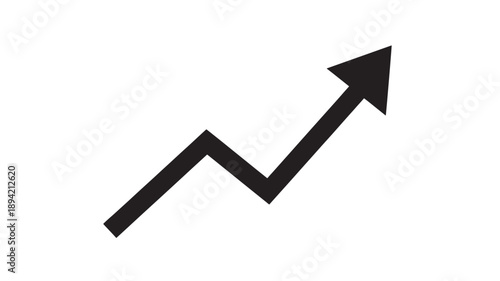 Upward trend graph in simple black line art on white background with positive growth direction for business infographics