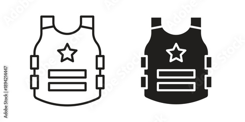 Bulletproof vest icon in a simple line art style. EPS10