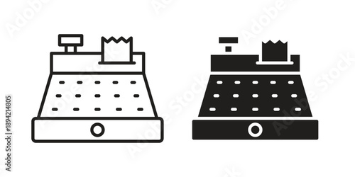 Cash register icon in a simple line art style. EPS10
