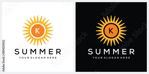 Minimalist letter K Summer Morning Sun logo design inspiration