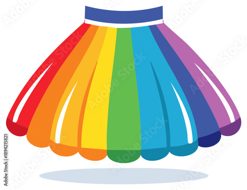 Colorful tutu with rainbow colors, garment illustration, party decoration, fancy dress costume, children's clothing