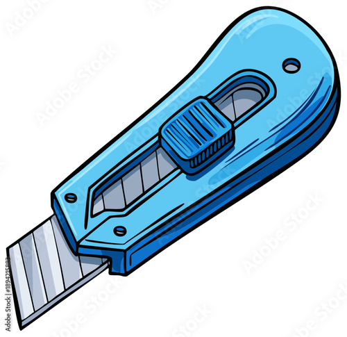 Blue Utility Knife with Retractable Blade for Crafting and Box Cutting, Cutter for Opening Package
