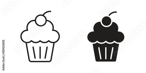 Cupcake icon in a simple line art style. EPS10
