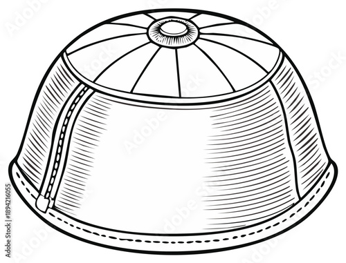 Illustration of a traditional Asian conical hat with a zipper