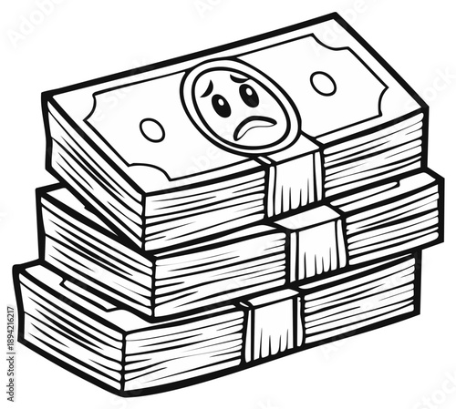 Sad Money Stack Illustrating Financial Distress and Economic Woes