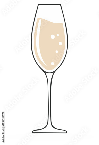 Champagne Flute with Bubbles Festive Toast Celebration Beverage Party Drink Art
