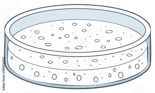 Cartoon illustration of a petri dish containing a sample