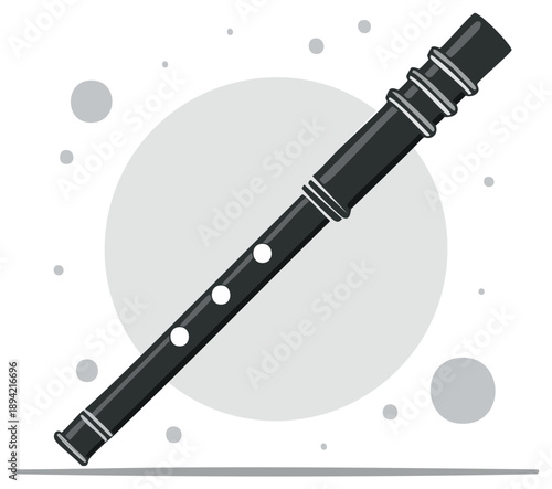 Classic Woodwind Musical Instrument: Simple Elegant Recorder Design
