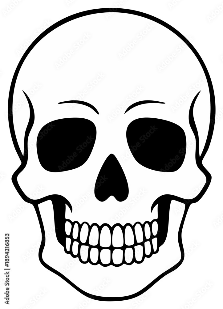 Fototapeta premium Black and White Skull Illustration