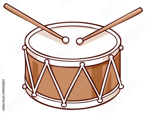 Drum with Drumsticks Musical Instrument Illustration