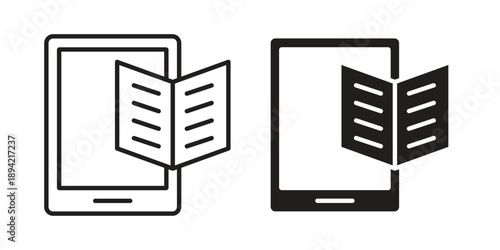 Ebook icon in a simple line art style. EPS10