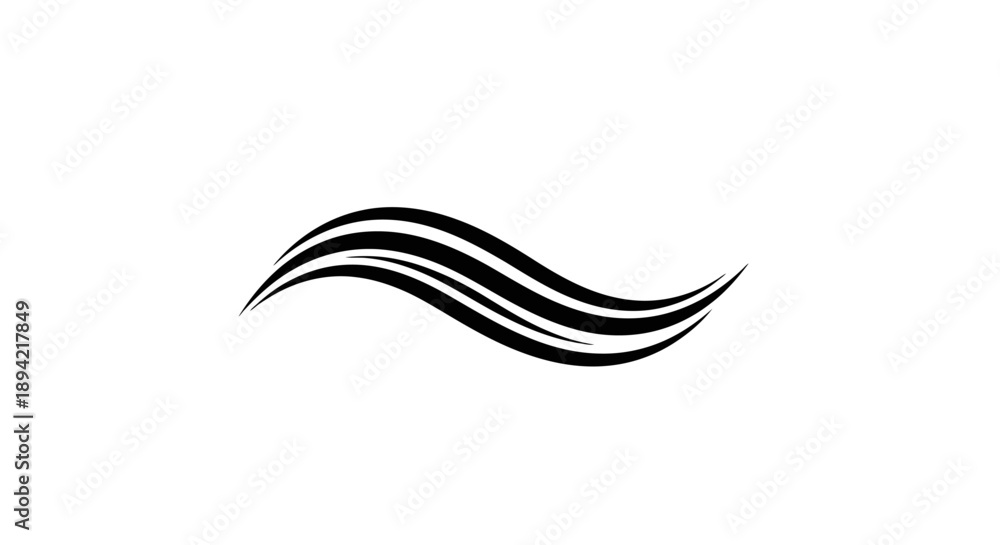 Fototapeta premium Black wavy lines on a white background forming an abstract design.