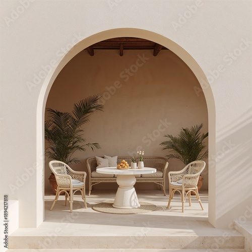 A Simple Table Sits in a Bright Space With Indoor Plants