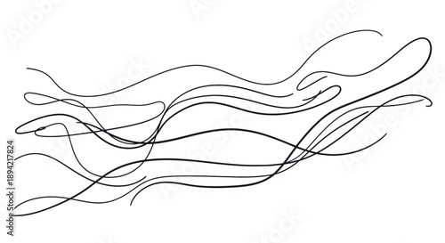 Abstract black wavy lines on white background.