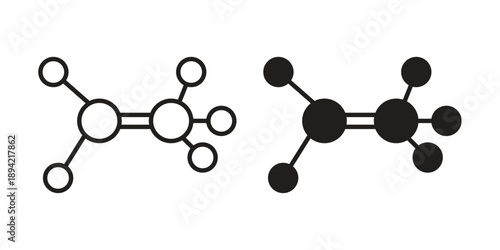 Ethylene molecule icon in a simple line art style. EPS10