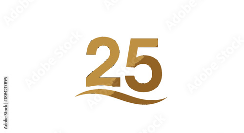 Golden number twenty five logo design element.