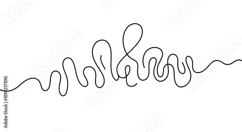Continuous line drawing of a musical treble clef symbol on a white background.