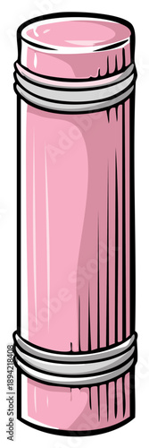 Pink Lip Balm Tube Illustration with Black Outlines for Beauty and Personal Care