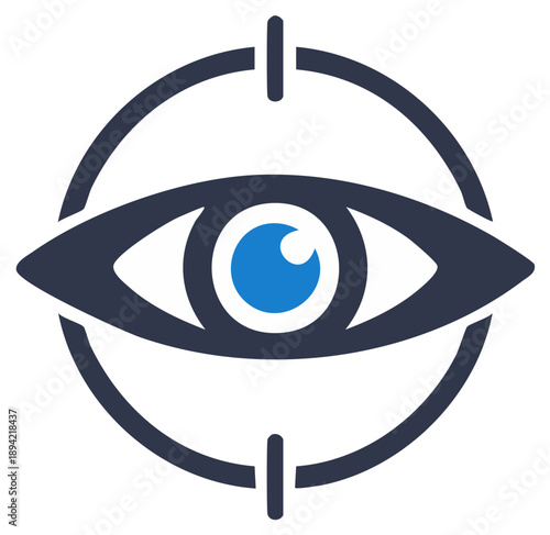 Eye Symbol in Sight Crosshair, Vision Aim Focus Concept, Targeting with Visual Perception