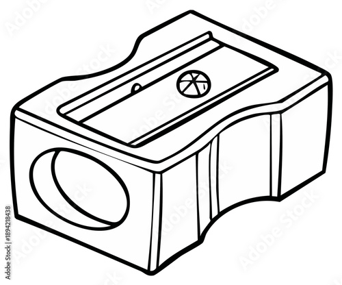 Simple hand drawn illustration of a classic manual pencil sharpener isolated on white