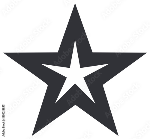 Graphic star shape with a hollow interior symbol icon