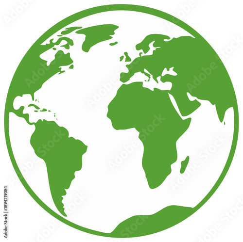 Green Planet Earth Globe Icon Symbol for Environment and Global Concepts