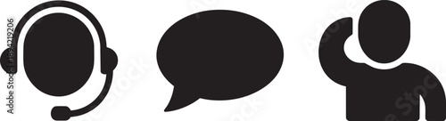 Customer service headset speech bubble and person icons for communication support concept