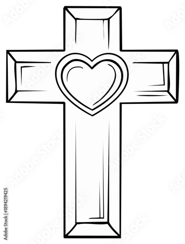 Heart in the center of a cross illustration