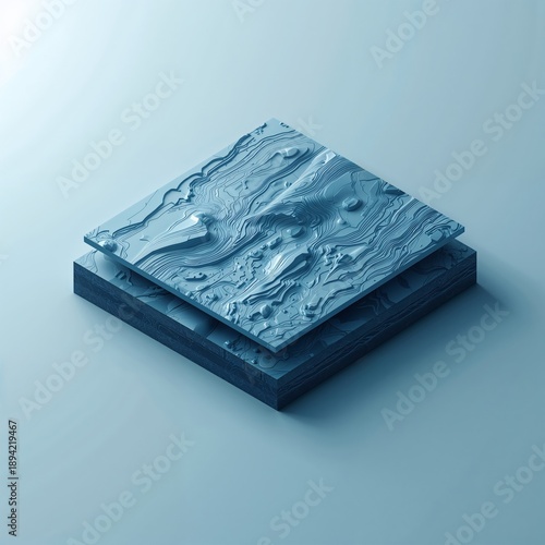 Surface With Textured Pattern and Blue Light Beneath, Displayed in a Dark Env...