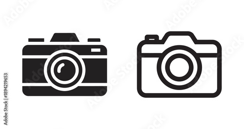 Two camera icons, one solid black and one outline, side by side