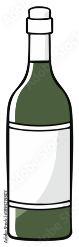 Illustrated dark green bottle with a clean white blank label ready for custom text and branding design