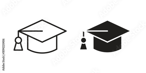 Graduation cap icon in a simple line art style. EPS10