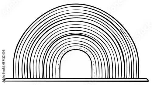 Abstract Rainbow Archway With Concentric Layers And Subtle Center Arch Detailed Line Art