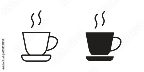 Hot coffee cup icon in a simple line art style. EPS10