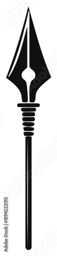 Black Spear Pointed Design on White Background Representing Battle Ancient History and Weaponry with Detailed Vector Art