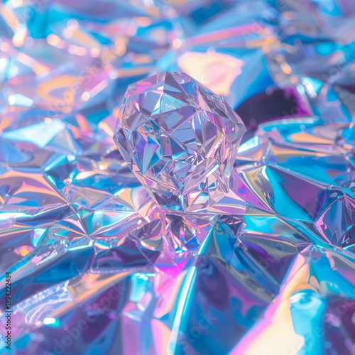 Colorful Water Droplet on Shiny Surface With Reflections and Distortions in t...