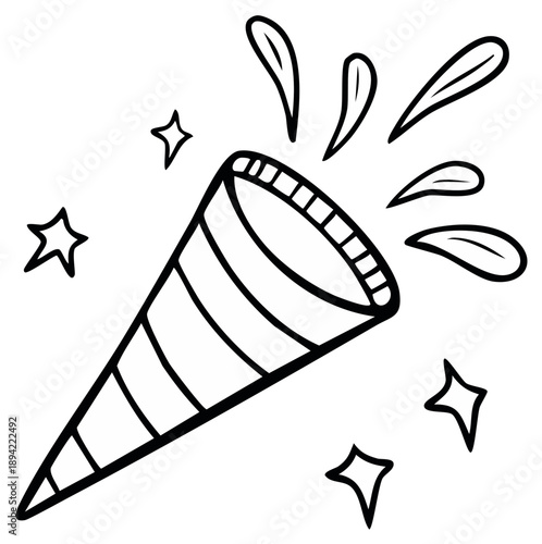 Party popper celebration outline illustration
