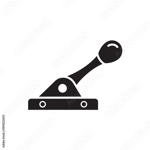 Manual Gear Shift Lever in Simple Flat Design with Black Color on White Background for Automotive or Gaming Use