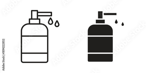 Liquid soap bottle icon in a simple line art style. EPS10