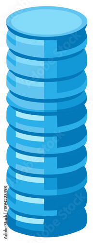 Stack of round blue translucent objects suggesting data storage or water cooler bottles