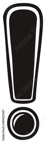 Black exclamation mark symbol graphic for alert warning or important attention