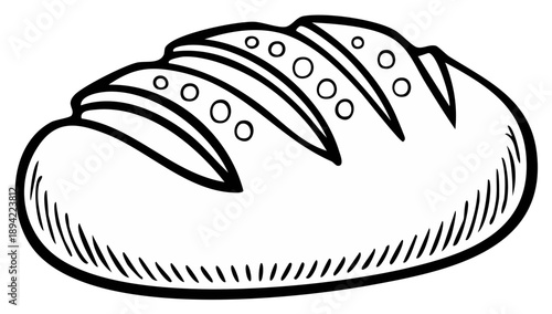 Loaf of bread outline drawing for coloring or design projects bakery and food themes