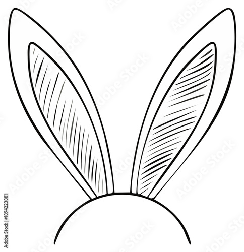 Hand drawn sketch of playful bunny ears headband a festive accessory