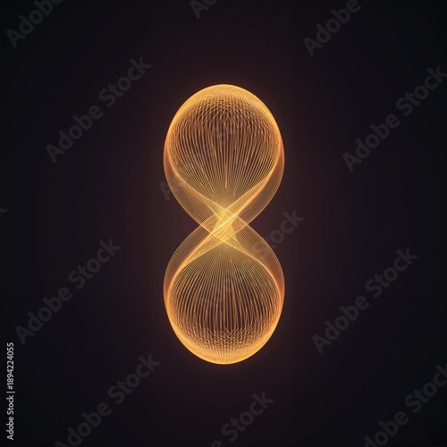 Golden Wave Pattern Creates Symbolic Figure in a Dark Setting at Night