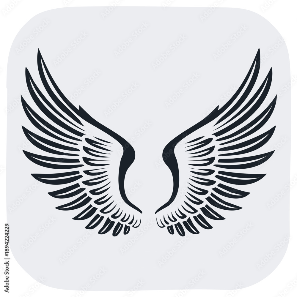 Obraz premium Stylized black wings illustration representing freedom flight and spirituality elegant design