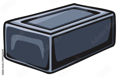Dark gray rectangular block with rounded edges and glossy surface abstract vector illustration