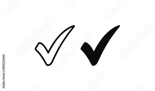 Two check marks one outlined and one filled in black