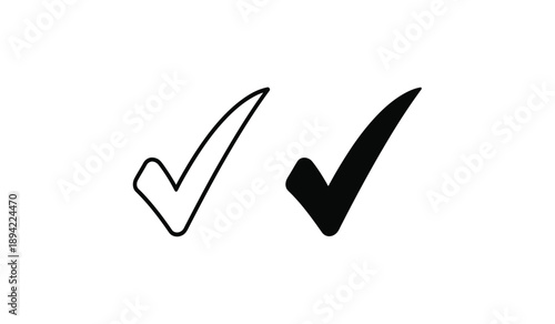 Two check marks in black and white on a for approval and confirmation