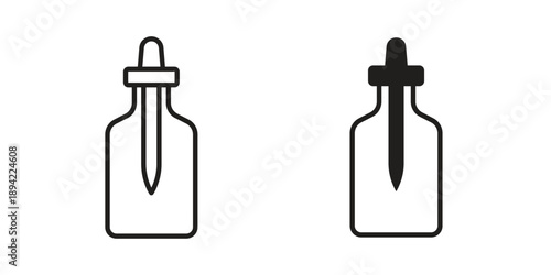 Oil dropper bottle icon in a simple line art style. EPS10