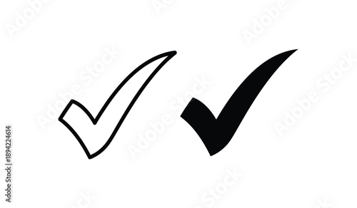 Two check marks in black and white on a for approval and confirmation